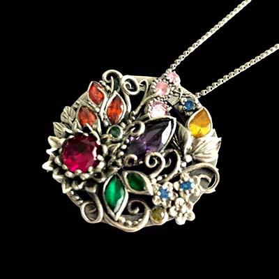 Summer Party - ANNEMARIE KLAPPE multi stone silver clay pendant